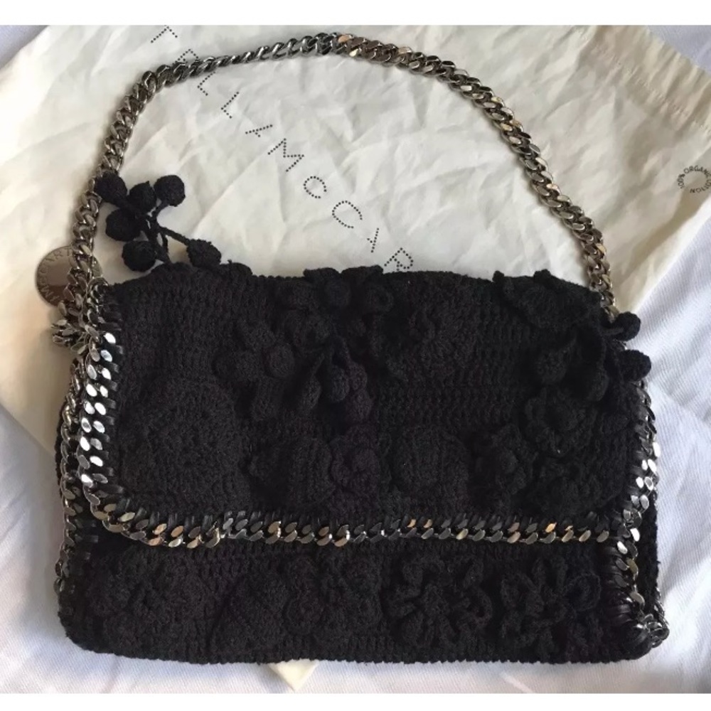 Stella McCartney Black Crochet Falabella Handbag